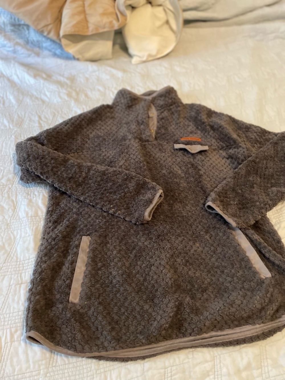 Plush Dark grey Sherpa Pullover by Simply Souther